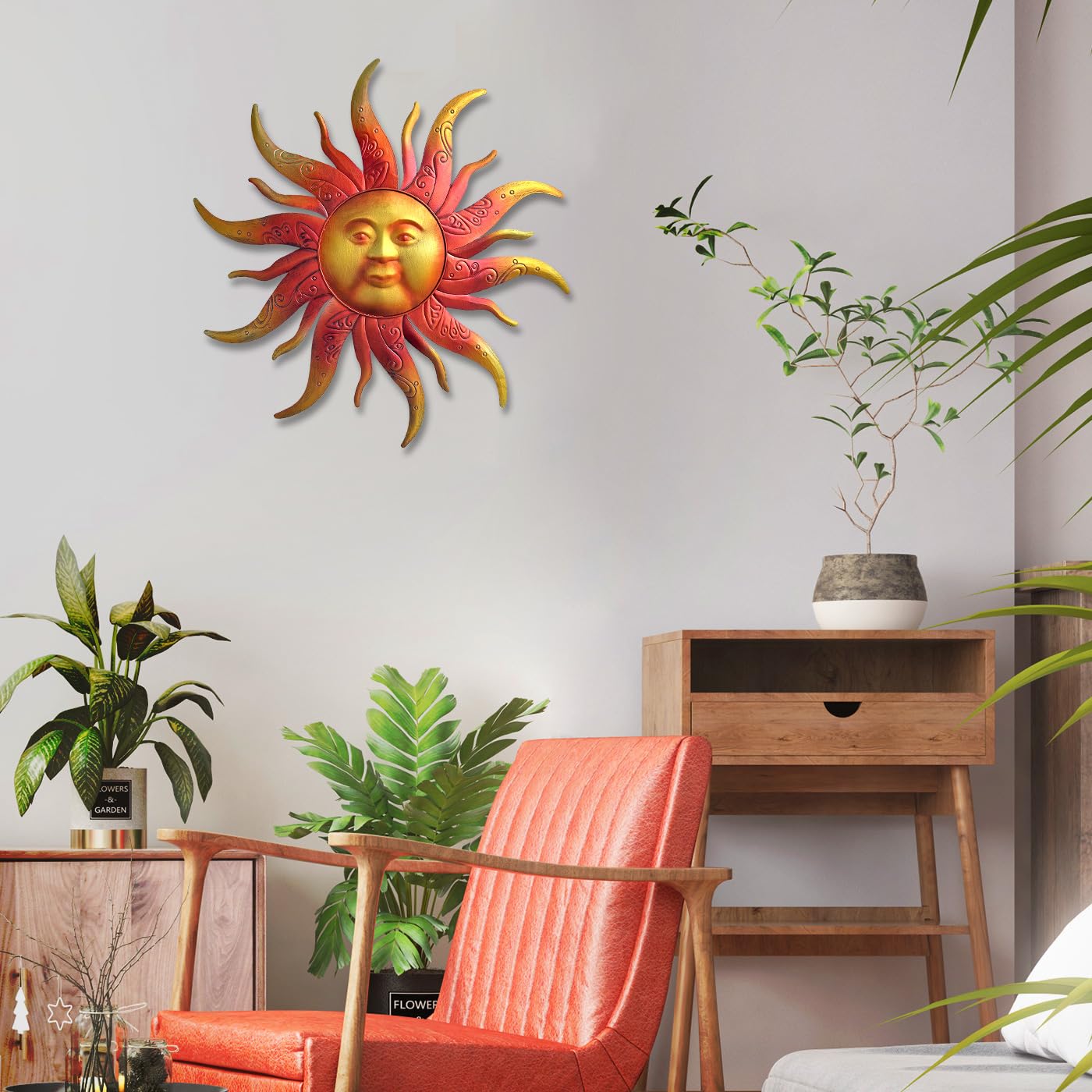 Daogtc Decoração grande de arte de parede de sol de metal