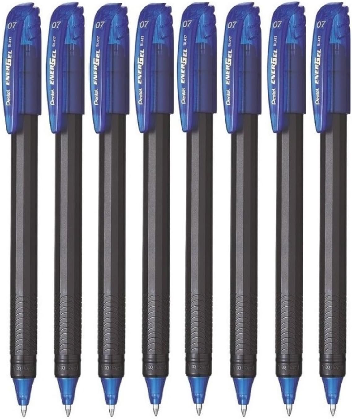 EnerGel 0.7mm Roller Gel Pen | Quick Dry Ink For Smudge-Free Writing | Lightweight Gel Pen For Smooth Writing Experience | Blue Ink, Pack of 8 Pens (BL417)