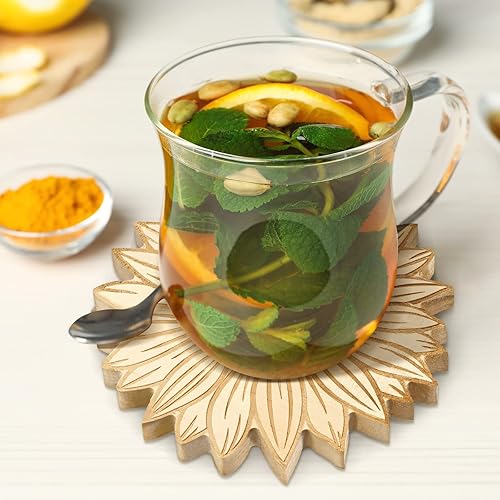 Miniatura 2 de 2 salvamanteles de madera de girasol para platos calientes, antideslizantes, resistentes al calor, salvamanteles de madera para mesa y encimera de