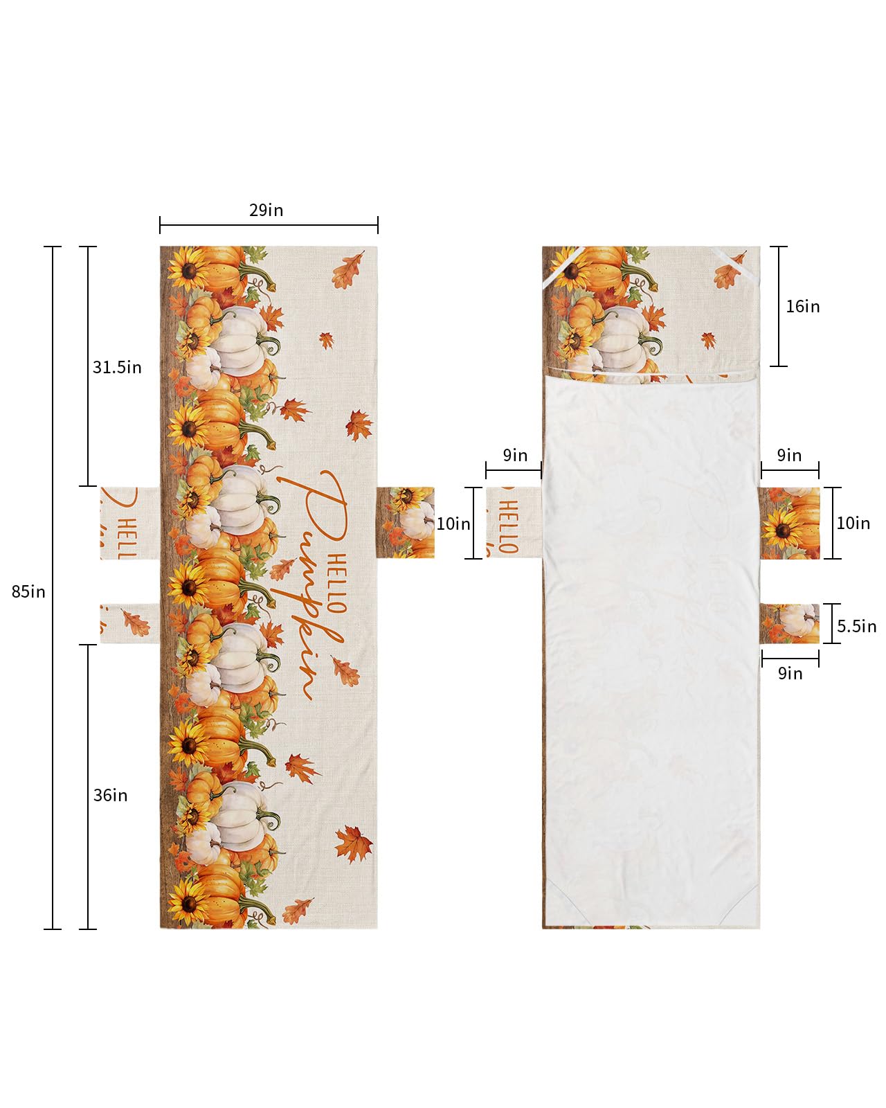 Hello Pumpkins Beach Lounge Chair Towel Cover, Soft Chaise Lounge Towel with Side Pockets Patio Pool Chairs Cover for Beach/Pool Sunbathing 29x85 Thanksgiving Fall Pumpkins Maple Leaf