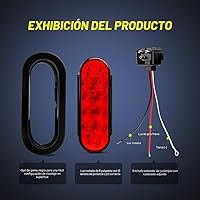 Vista 3 de Nilight - TL-01 6" Oval Red LED Tail 2PCS w/Surface Mount Ojales Tapones IP65 Impermeable Parada Freno Giro Remolque Luces para RV Camión Jeep