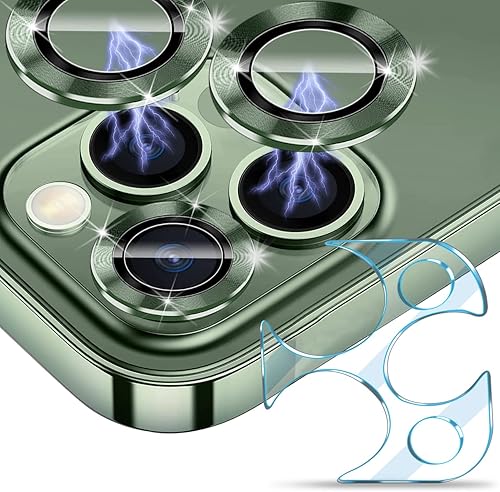 3+1 (película base) Protector de lente de cámara compatible con iPhone 13 Pro (6.1 pulgadas)Max (6.7 pulgadas), vidrio templado, ultra transparente,