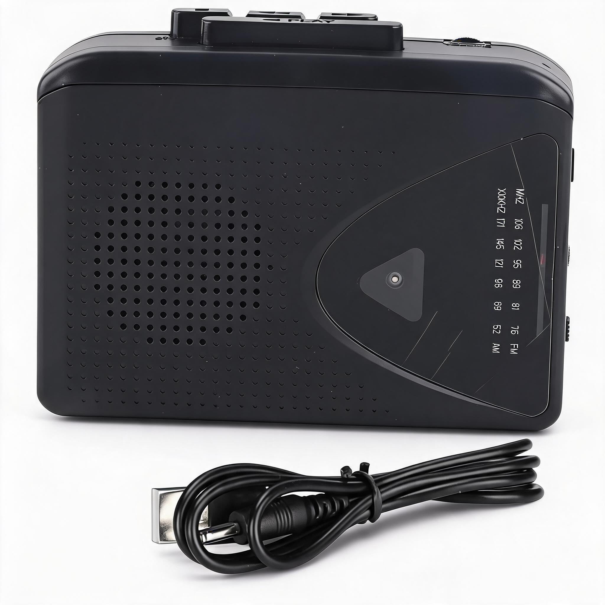 Lecteur de Cassette Portable, Lecteur de Cassette Radio FM AM Lecteur de Cassette Portable Haut-Parleur Stéréo Intégré, Alimenté par Une Pile AA