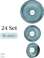 Vista 3 de 24 Piece Dinnerware Sets for 8 - Modern Style Stoneware Dinnerware Set - Scratch Resistant, Dishwasher Safe Plates and Bowls Sets Ceramic, Dish Set
