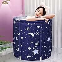 Banheira Dobrável SPA Adulto, Azul com Estrelas, 70x65 cm, 250 Litros, Portátil, Inclui Bóia, Fácil Montagem