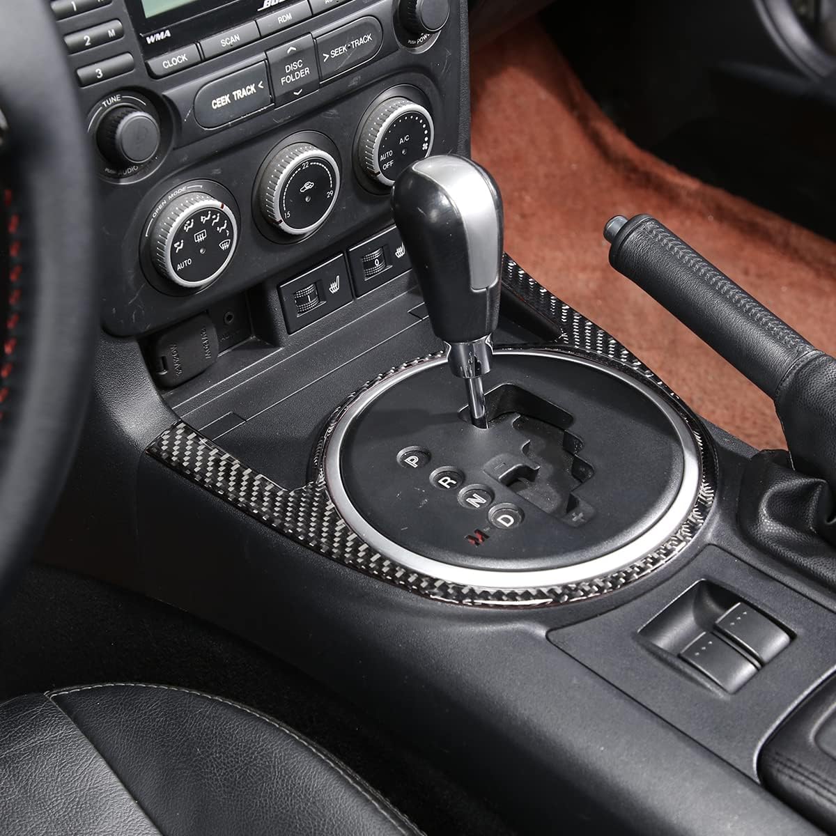Car Soft Carbon Fiber Control Gears Panel Protective Cover molding Trims Stickers,Car Control Gears Frame Cover molding Trims Stickers For Mazda MX-5 NC RF Miata 2009-2014 (Black Carbon Fiber)