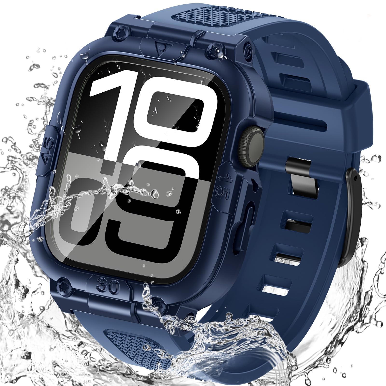 Goton 3 in 1 Waterproof Case with Band for Apple Watch with Built-in Tempered Glass Screen Protector 42mm, 360° Shockproof Bumper Face Cover with Band for Apple Watch Series 11 Series 10, 42mm