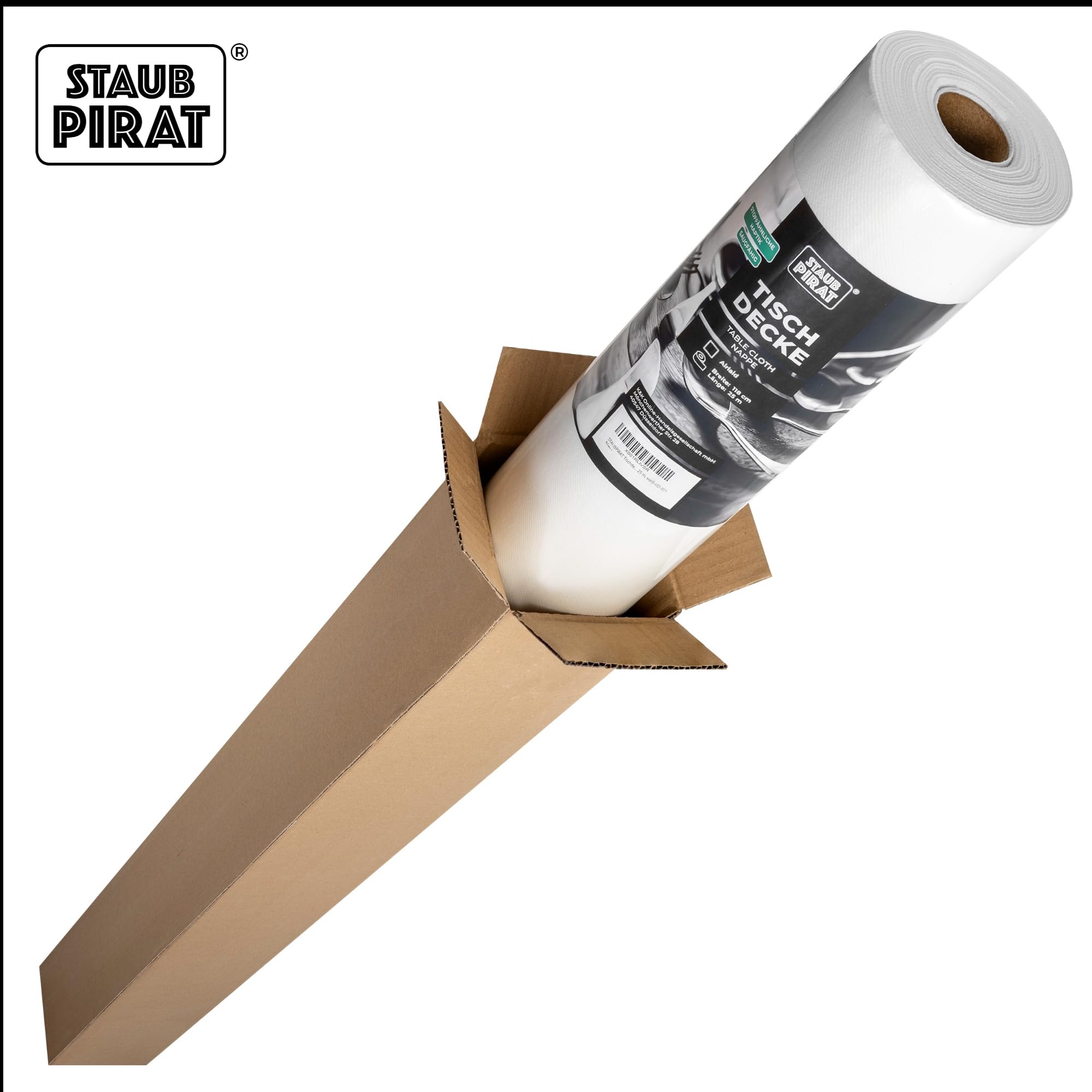 Airlaid Tischdeckenrolle, 118 cm x 25 m, weiß | Gastronomiequalität 65 g je qm, zuschneidbar, easy Dekoration für Feier, Fest, Event, für Weihnachten, Geburtstag, Silvester