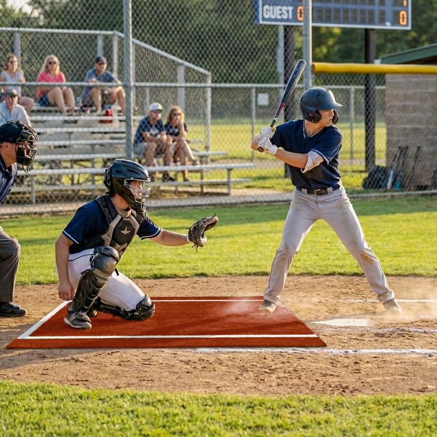 FORZA Catcher’s Extension Mat 6ft x 6ft – Cushioned Baseball & Softball Training Mat | Shock-Absorbing PU Foam Backing | Non-Slip Surface – Indoor & Outdoor