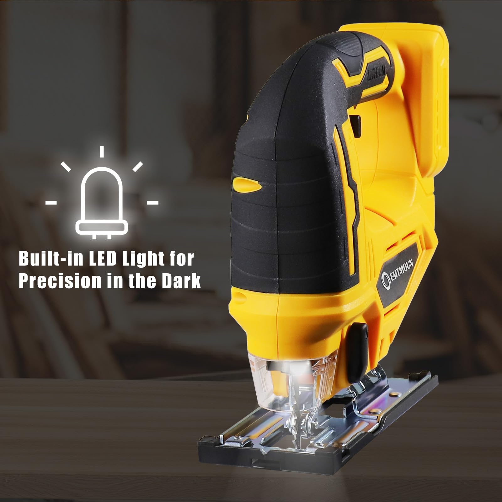 Seghetto alternativo senza fili per Dewalt 20 V Max batteria, seghetto alternativo senza spazzole per taglio dritto/curvo/smussato/circolare, 3200 giri/min, 3 impostazioni orbitali, tagli smussati da