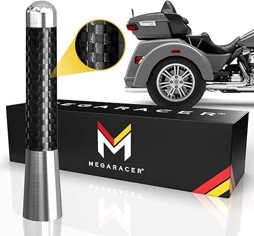 Mega Racer Antena de motocicleta de fibra de carbono plateada de 31 pulgadas para Harley Davidson todos los modelos 1989 - 2022 antena de repuesto