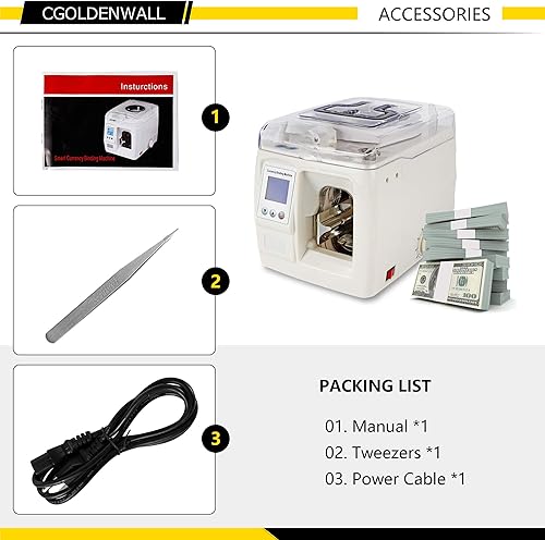 Miniatura 4 de CGOLDENWALL Billetes de banco Máquina de flejado de encuadernación Máquina de paquete de moneda Pantalla LCD Máquina de paquete de monedas de