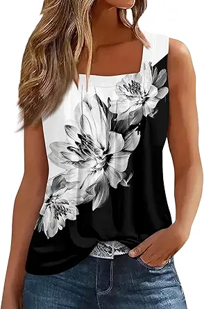 Spring Summer Plus Size Dressy Tank Tops for Women 2025 Womens Workout Floral Boho Beach Sleeveless Shirts Blouses