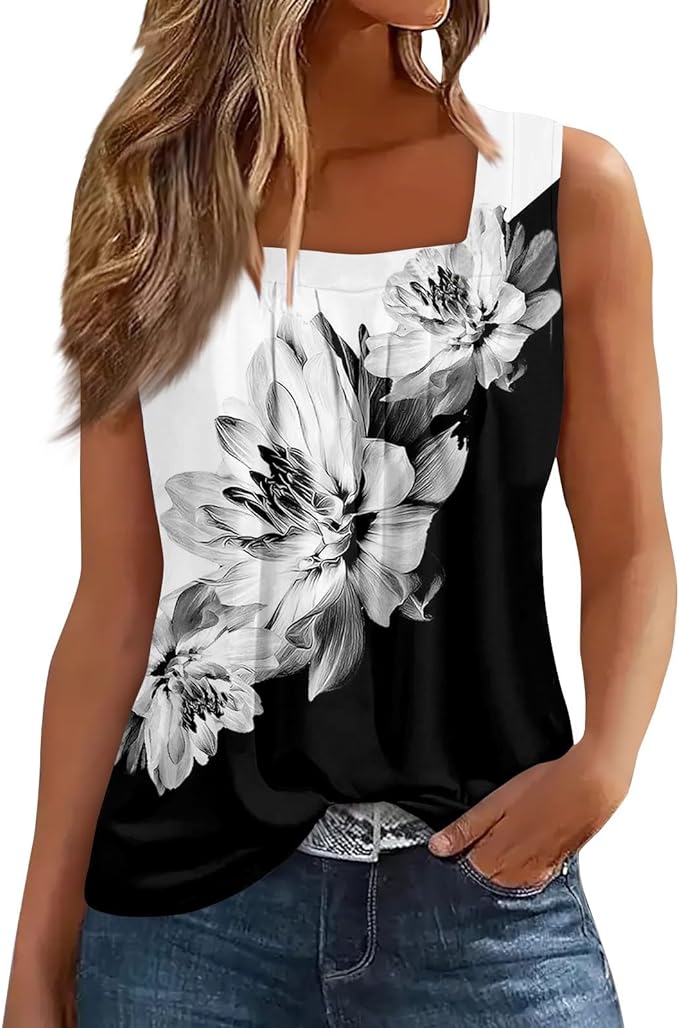Spring Summer Plus Size Dressy Tank Tops for Women 2025 Womens Workout Floral Boho Beach Sleeveless Shirts Blouses