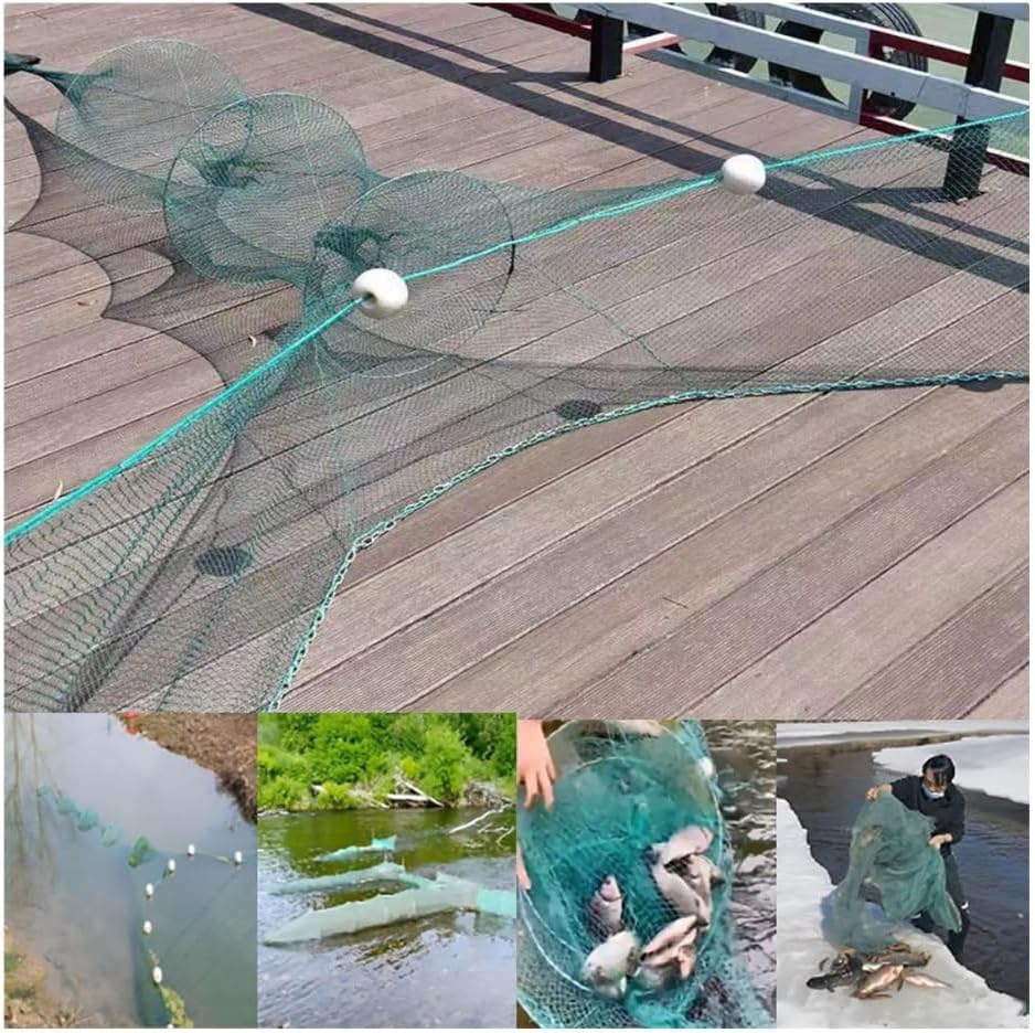 2-10 M Width Crawfish Trap Fish Net Collapsible, Cast Net Automatically Trap with Float & Chain for Shrimp Lobster Crab(H1m W10m L 3.5m)