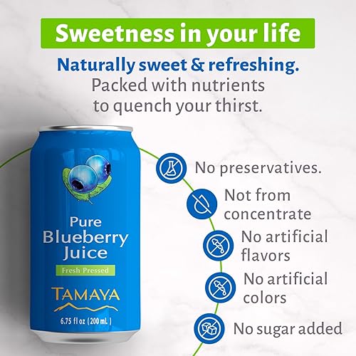 Miniatura 6 de Tamaya Jugos sin mezclar de fruta natural, no de concentrado, 125 frutos prensados, 100% natural, sin azúcar añadida, sin conservadores, latas