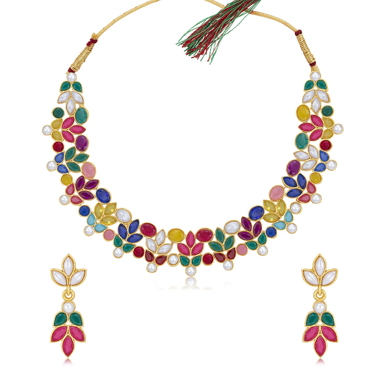 Sukkhi Fancy Pearl Gold Plated Choker Necklace Set for Women (NS100429) (B09QXJ3ZLS) Amazon Price History, Amazon Price Tracker