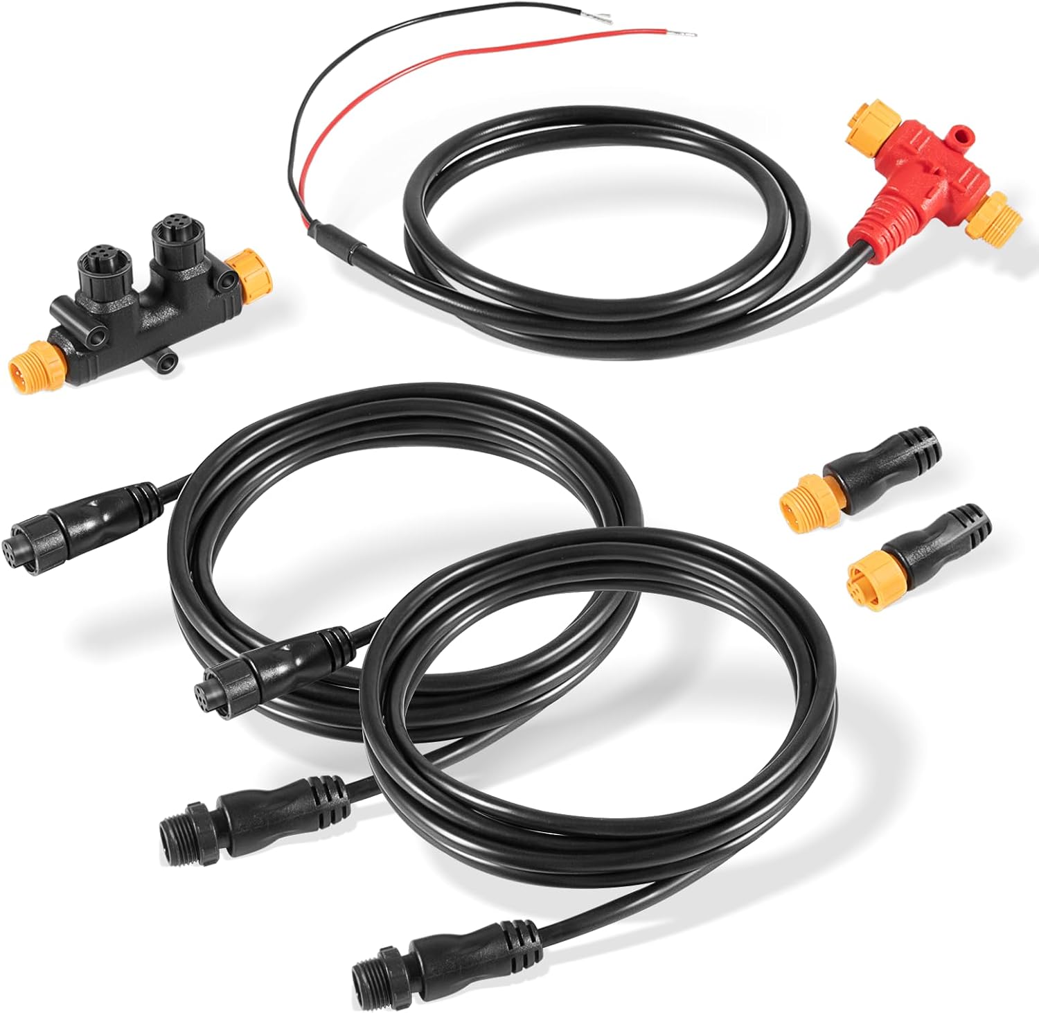 Bonbo NMEA 2000 Dual Device Starter Kit Backbone Cables Drop Cables Dual Tee Connector Terminators Kits IP67 Waterproof Stable Connection