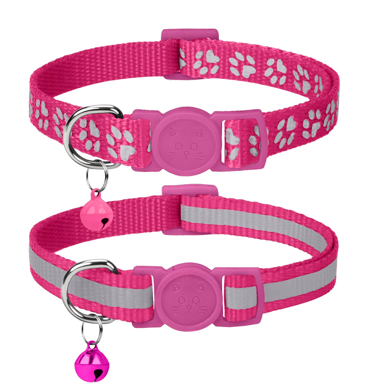 Taglory Reflektierend Katzenhalsband mit Sicherheitsverschluss und Glöckchen, 2-Stück Verstellbar Halsband Katze Kitten