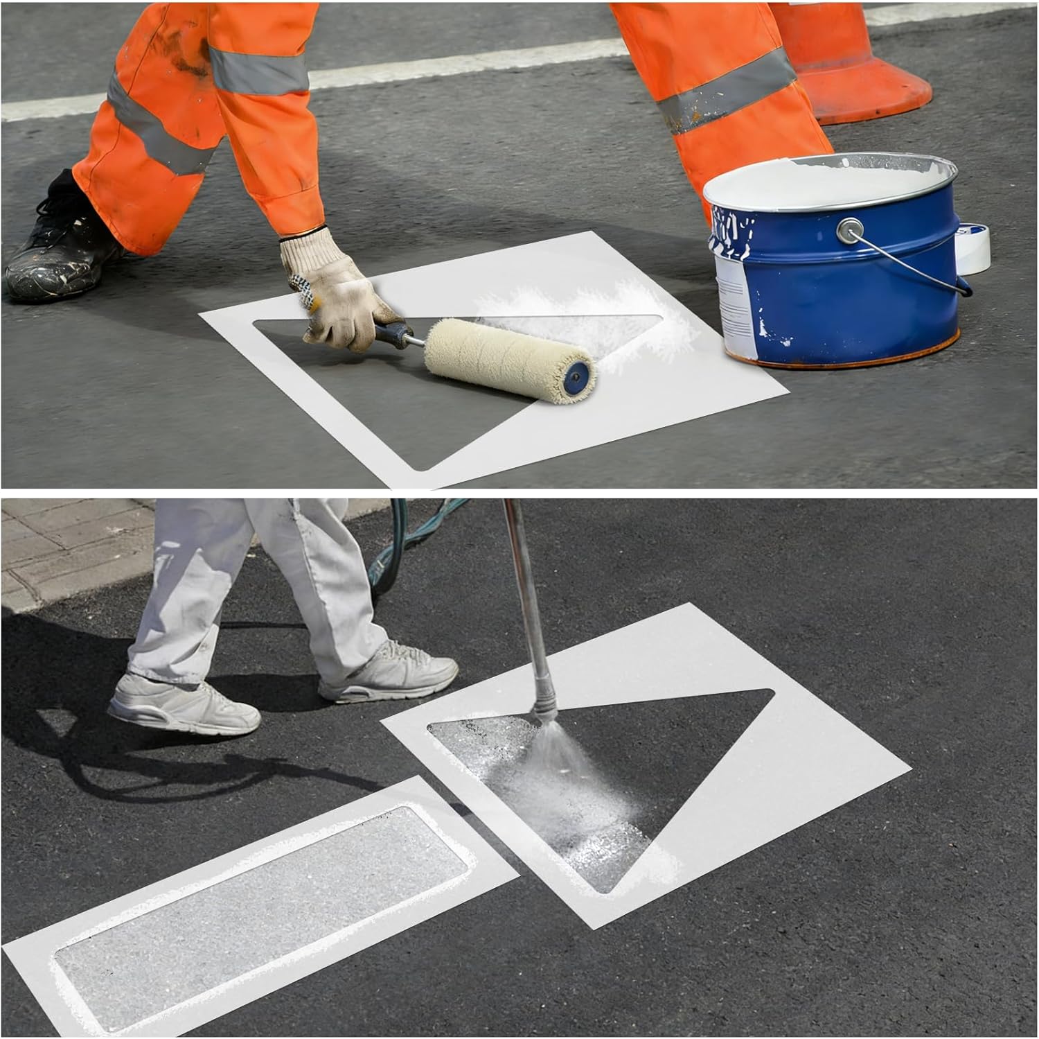 90 Inch Parking Lot Arrow Stencil Kit, Straight & Turn Arrow Templates, 3 Pack Reusable 1mm Thick Silicone Pavement Marking Stencils for Asphalt Concrete Driveway Road Traffic