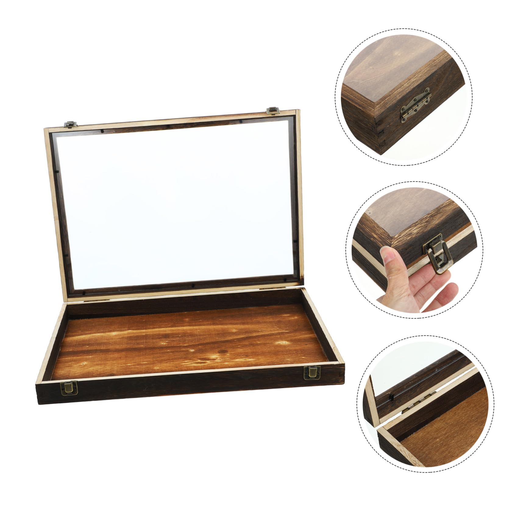 TOYANDONA Caja de Colección de Madera Marrón, Vitrina Clásica
