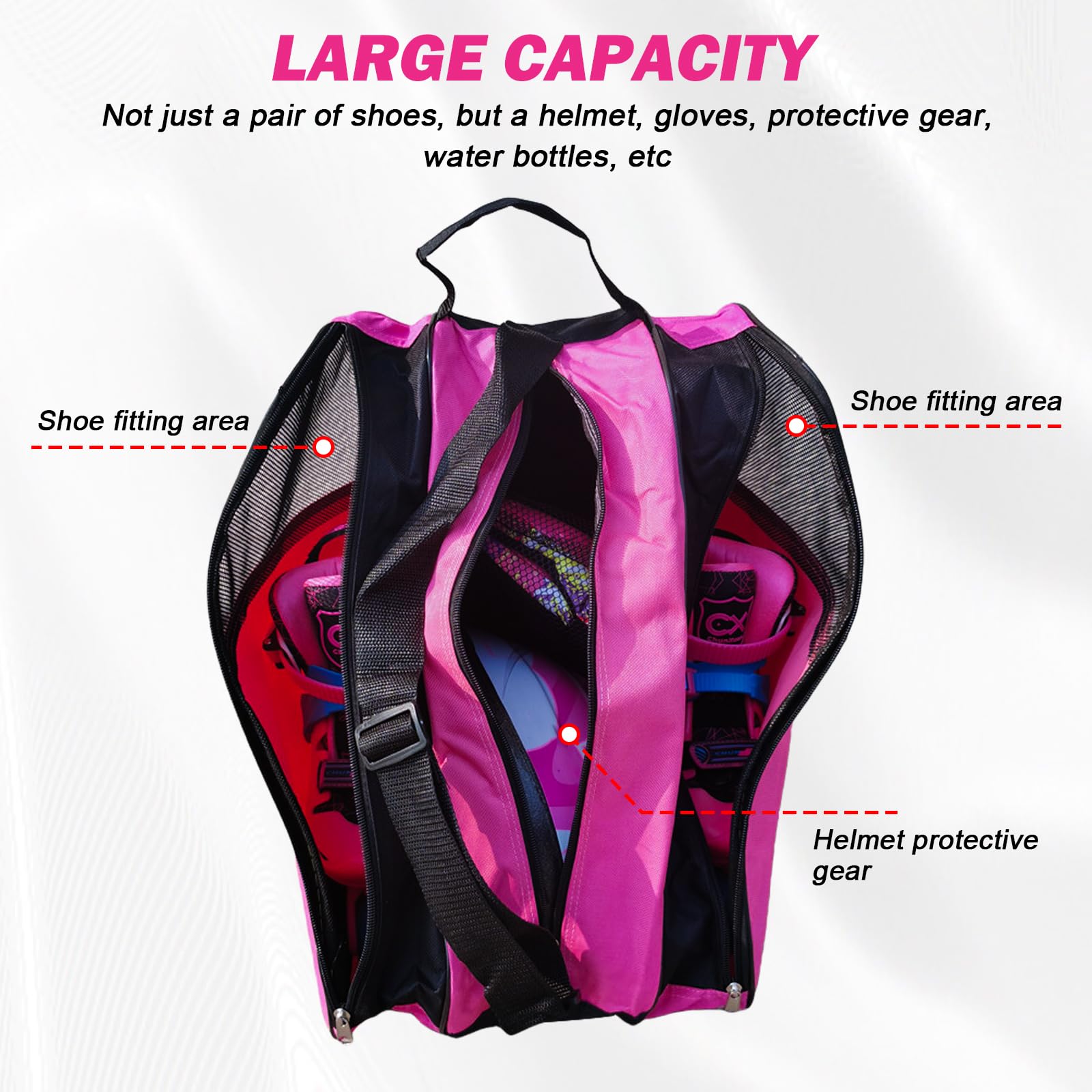 Bolsa para patines de ruedas con correa ajustable, bolsa para patinaje de adultos, bolsa para patines de hielo, bolsa para patines de hielo, bolsa para patines en línea para hombre y mujer