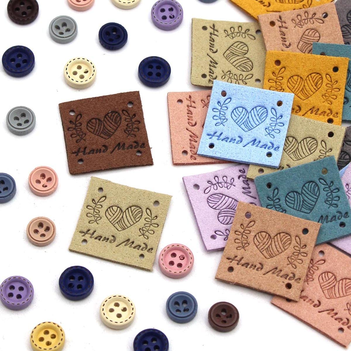 Lot De 20 étiquettes En Cuir Faites à La Main En Forme De Cœur Pour Vêtements, Chapeaux, Jeans, Accessoires De Couture - 04