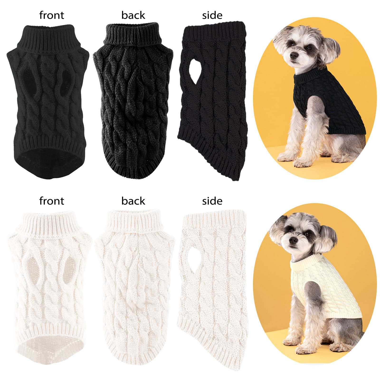 2 Caldo Maglioncino per Cani, Maglione Invernale Cane Felpa per Cani di Taglia Piccola, Maglioncino Cane Taglia Piccola, per Piccolo Medio Grande Cucciolo Gatto