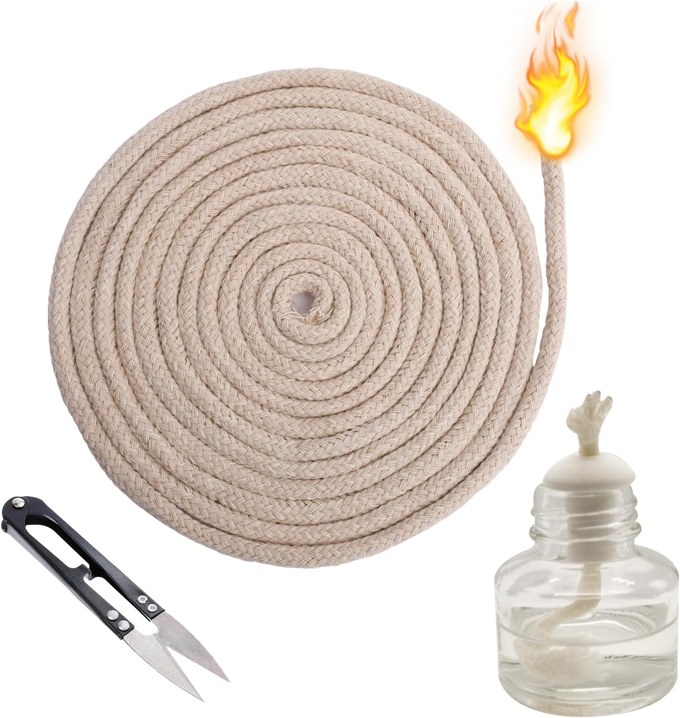 GAOHOU 10Pcs 1.34Feet Long Dia. 1/4" Round Cotton Kerosene Oil Lamp