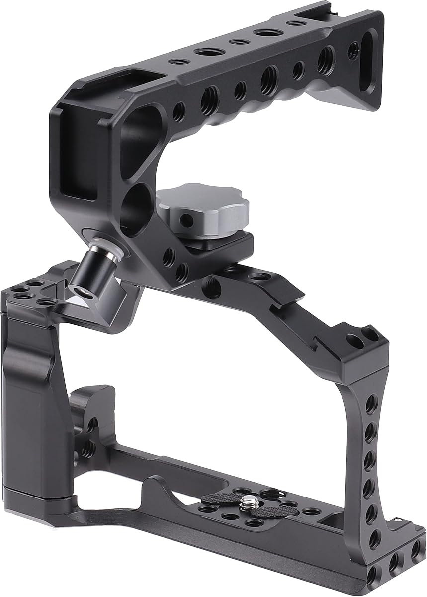 Para Canon M5 M50 II Jaula con mango superior, Caja de cámara para Canon EOS M50 Mark II/ M50 /M5 Cámara,Vlogging Video Shooting Filmmaking Rig Stabilizer con 1/4" Montaje y 3/8" Arri Localización del agujero