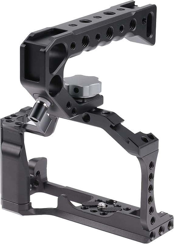 Para Canon M5 M50 II Jaula con mango superior, Caja de cámara para Canon EOS M50 Mark II/ M50 /M5 Cámara,Vlogging Video Shooting Filmmaking Rig Stabilizer con 1/4" Montaje y 3/8" Arri Localización del agujero
