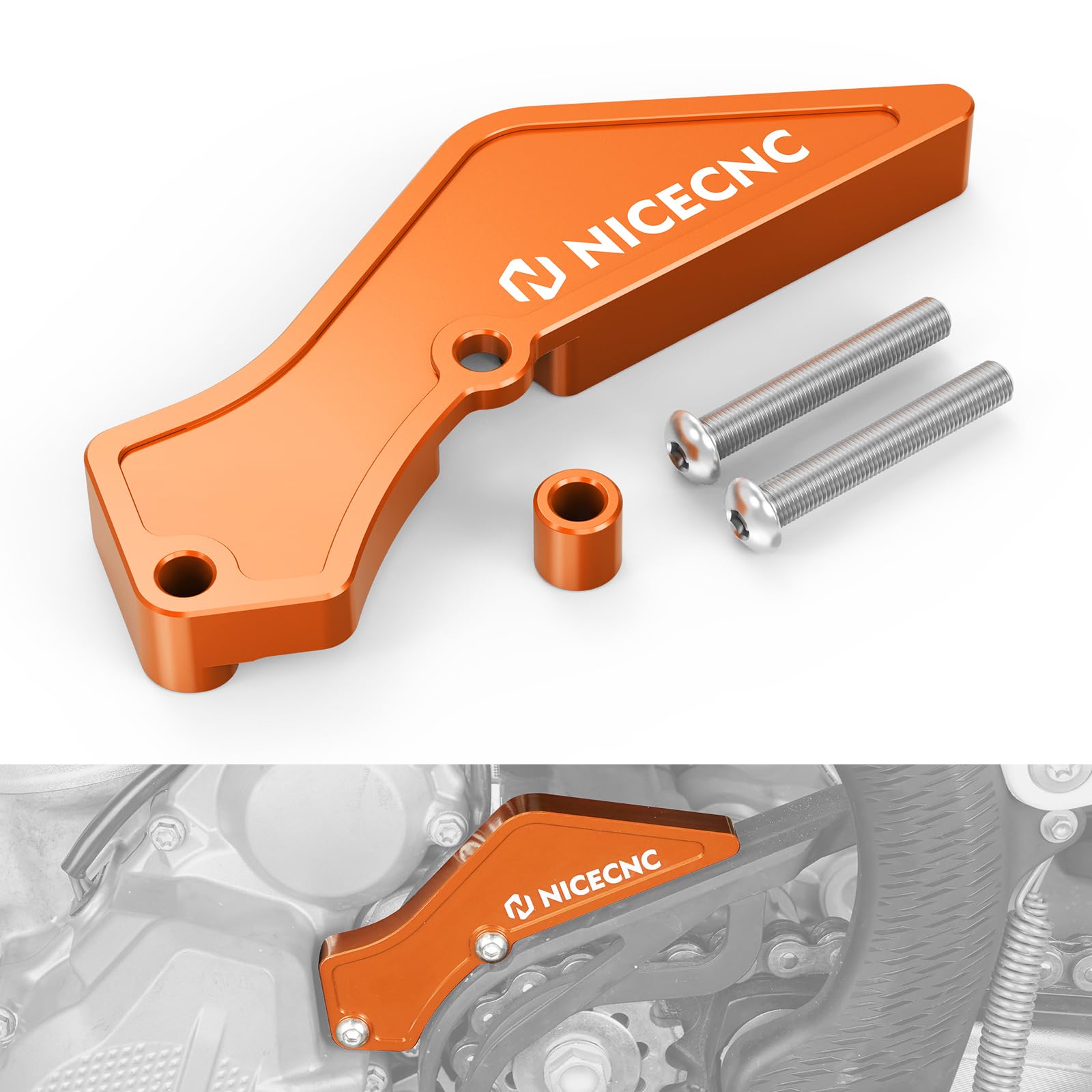 NICECNC Orange Universal 4T Case Saver Sprocket Guard Compatible with KTM 250/350 EXC-F 2017-2023,250/350 SX-F XC-F 2016-2022,250 350 EXC-F SixDays