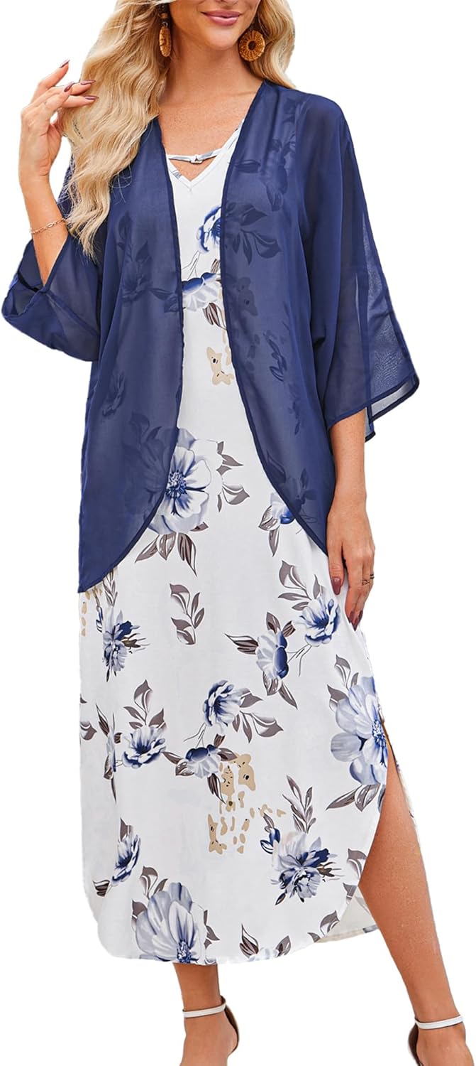 Honwenle Women's Summer Maxi Dress 2 Piece Outfit Sleeveless Loose Split Dresses with Cover up Casual Formal