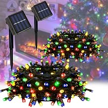 2 Pack Solar String Lights Outdoor, 100 LED Each 20Ft/50Led with 8 Lighting Modes for Yard, Fence,Balcony, Party,Christmas Tree Decorations Mulit-Color Light