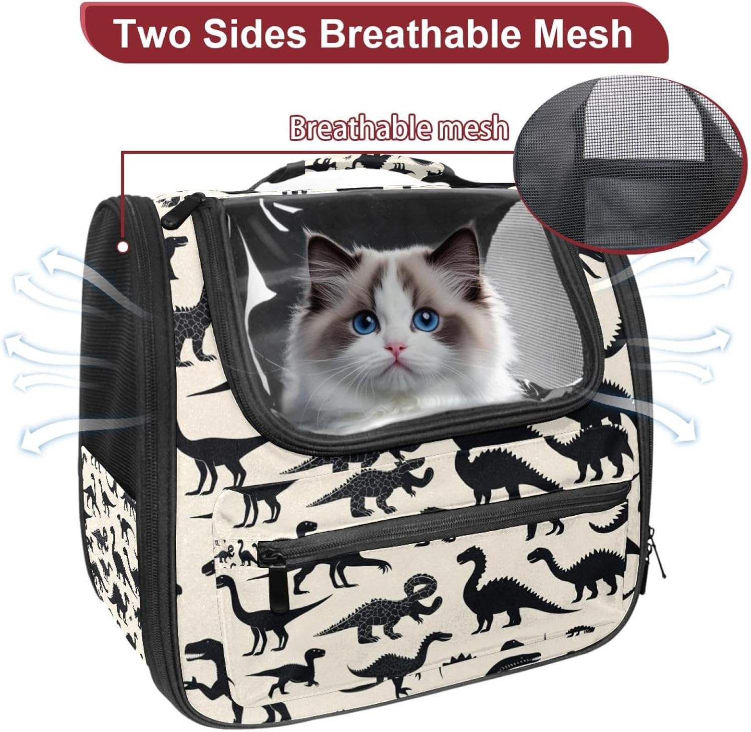 Dinosaur (4) Traveler Backpack Pet Carriers for Cats and Dogs