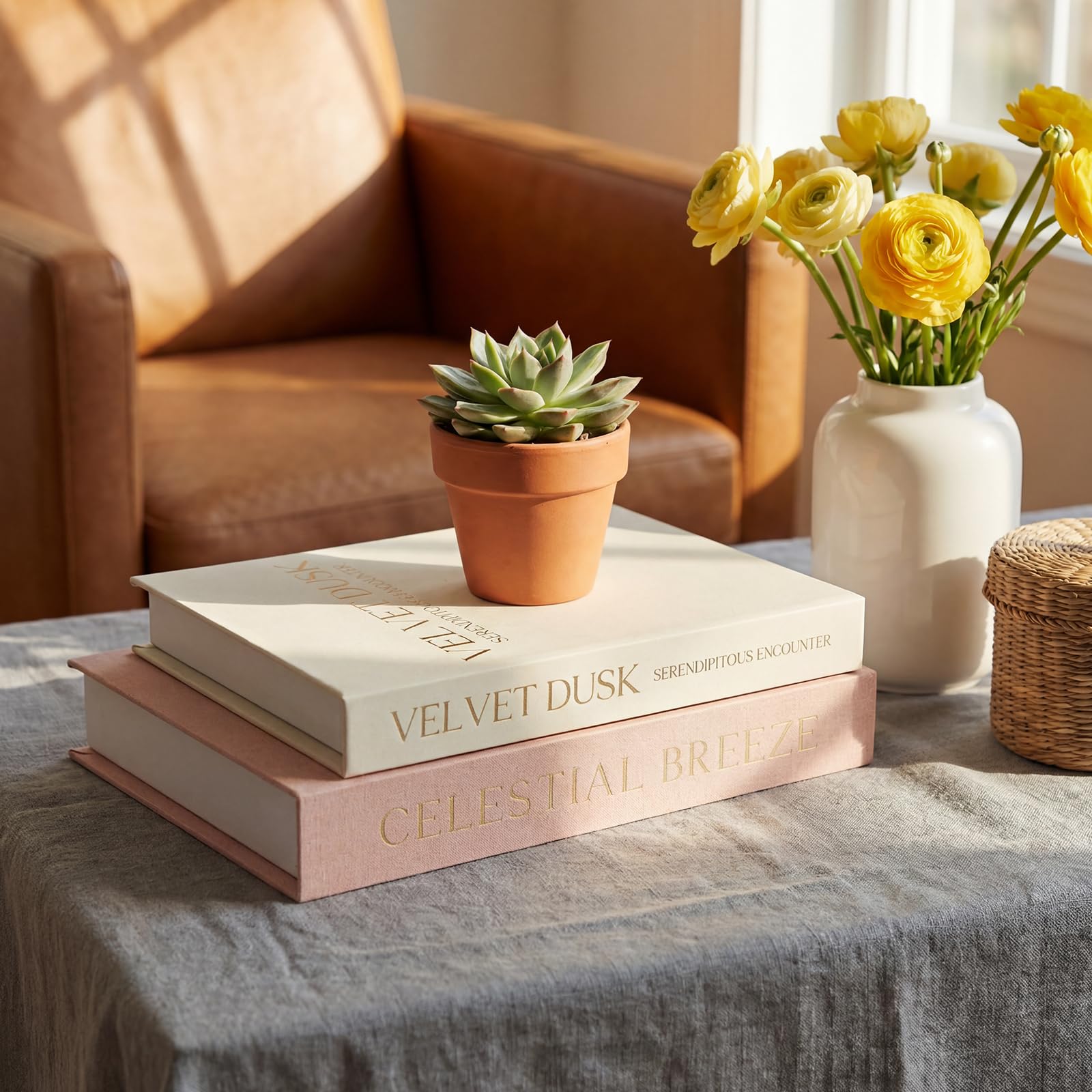 CBWERBB Decorative Book Box Set of 2,Linen Faux Book Storage Box with Magnetic Closure,Stylish Aesthetic Decorative Books Hidden Storage for Bookshelf, Coffee Tables,Home & Office Decor(Pink Beige)