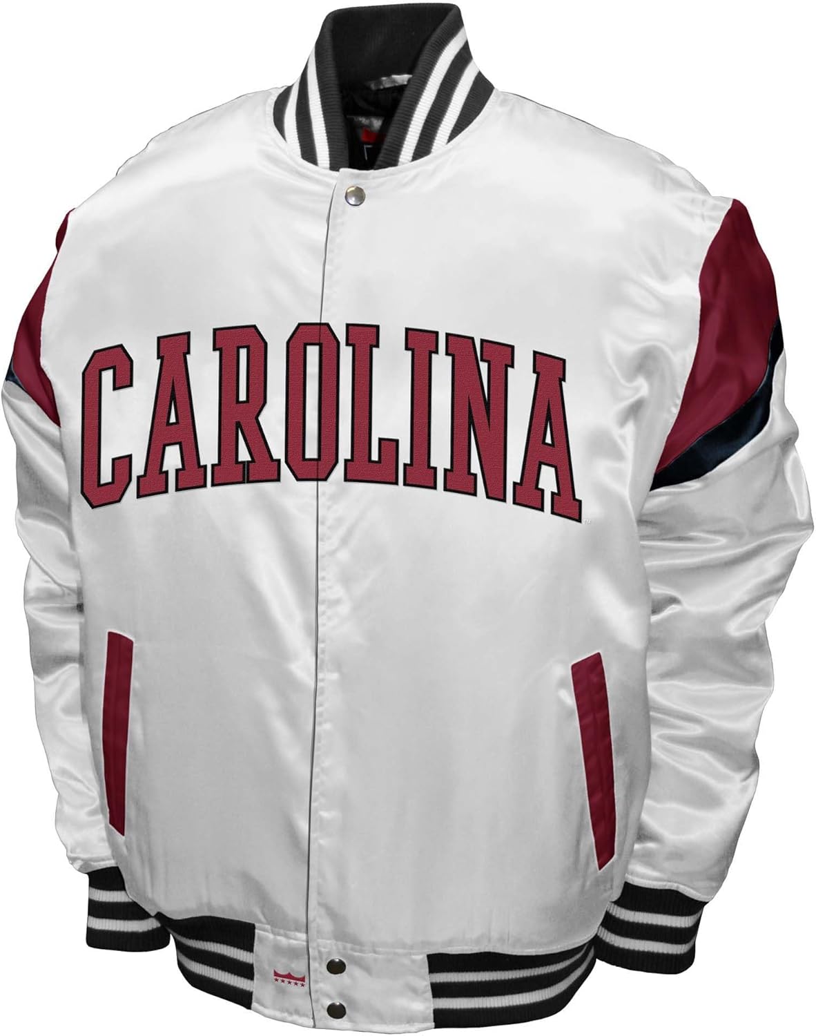 2Bhip NCAA South Carolina Gamecocks Apparel - Men's College Lightweight White Satin Bomber Varsity Jackets For Men