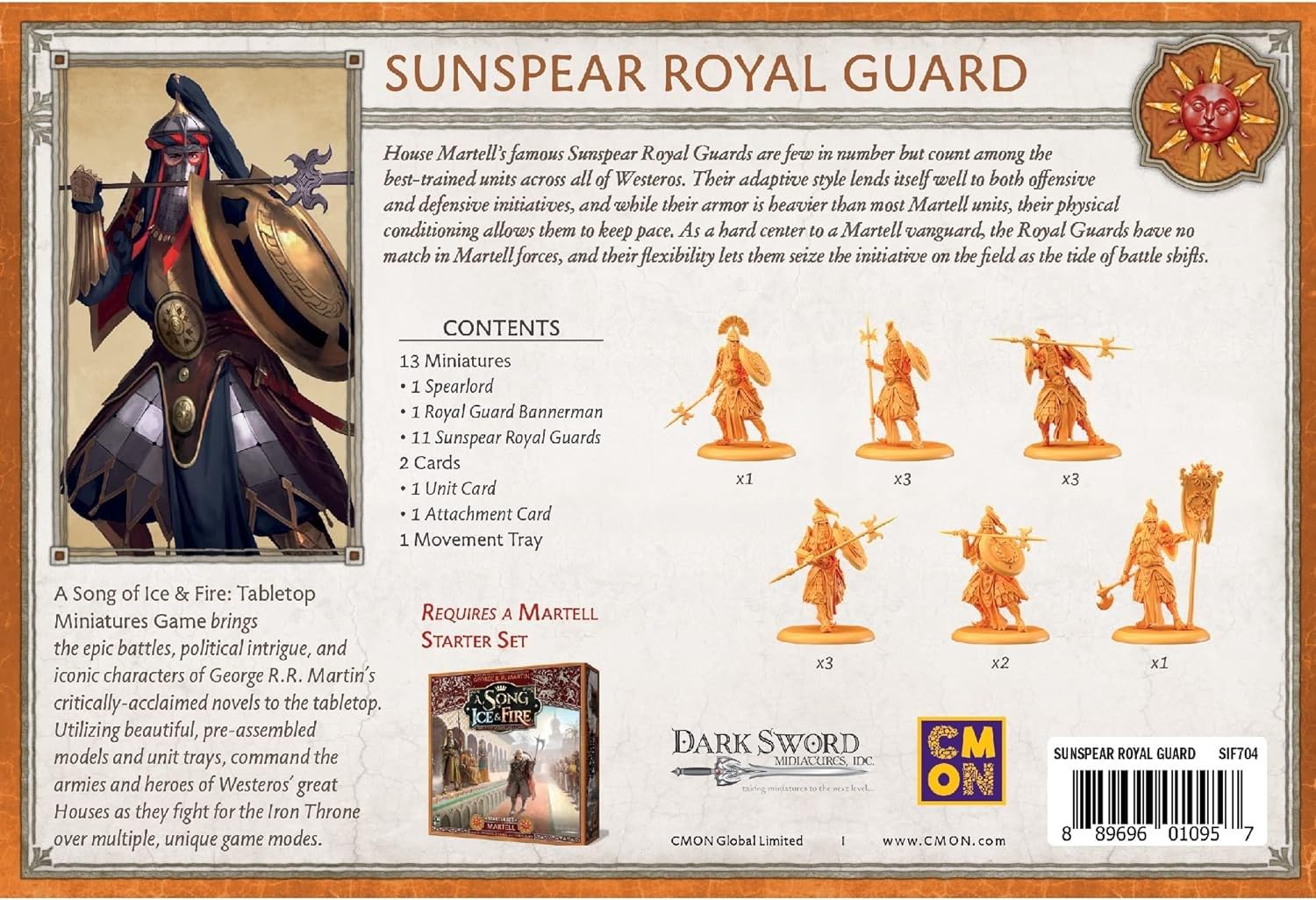 A Song of Ice and Fire Tisch-Miniaturen-Spiel Sunspear Royal Guard Unit Box,Strategiespiel für Jugendliche und Erwachsene,ab 14 Jahren,durchschnittliche Spielzeit 45-60 Minuten,hergestellt von CMON