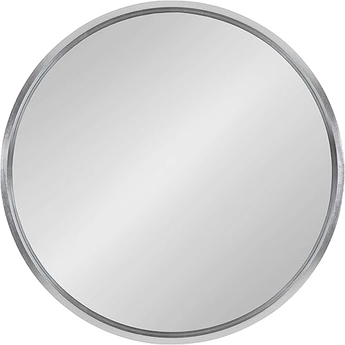 Miniatura 3 de Kate and Laurel Travis - Espejo de pared redondo de madera, 21.6 pulgadas de diámetro, plateado, acento de decoración de pared elegante y glamoroso