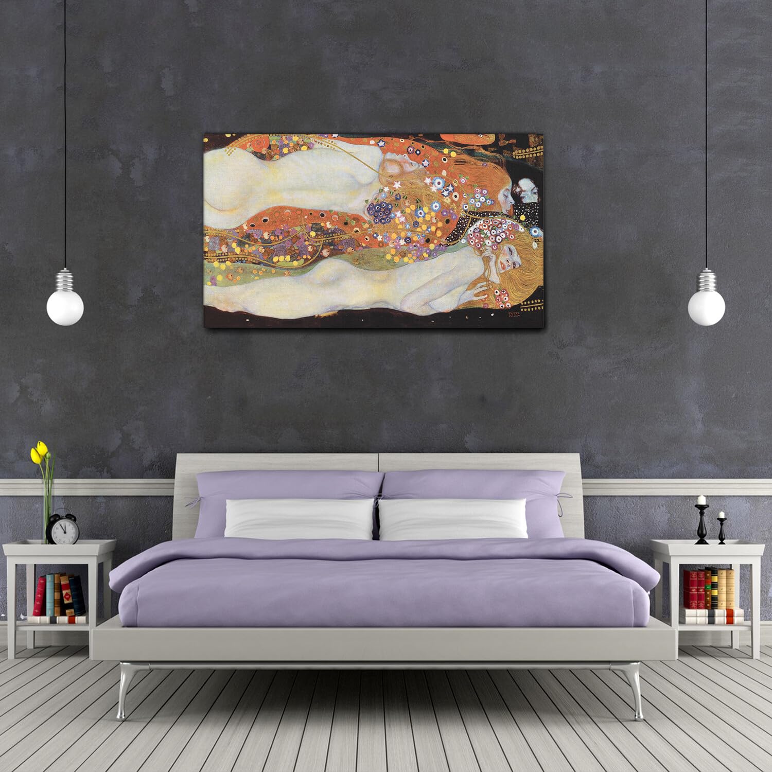Giallobus - Quadro - Gustav Klimt - Bisce d'acqua - Tela Canvas Telaio Standard - 140x80 - Pronto da appendere - Quadri moderni per la casa