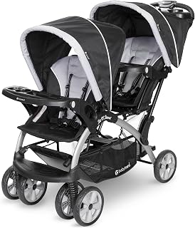 Baby Trend Sit N' Stand Double Stroller for Infants & Toddlers - Convertible Tandem with 5-Point Harness, Basket & Sun Canopy