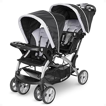 Baby Trend Double Infant and Toddler Stroller w/ Harness and Basket, Sit N Stand, Stormy - Convertible Twin and Tandem Strollers for Babies