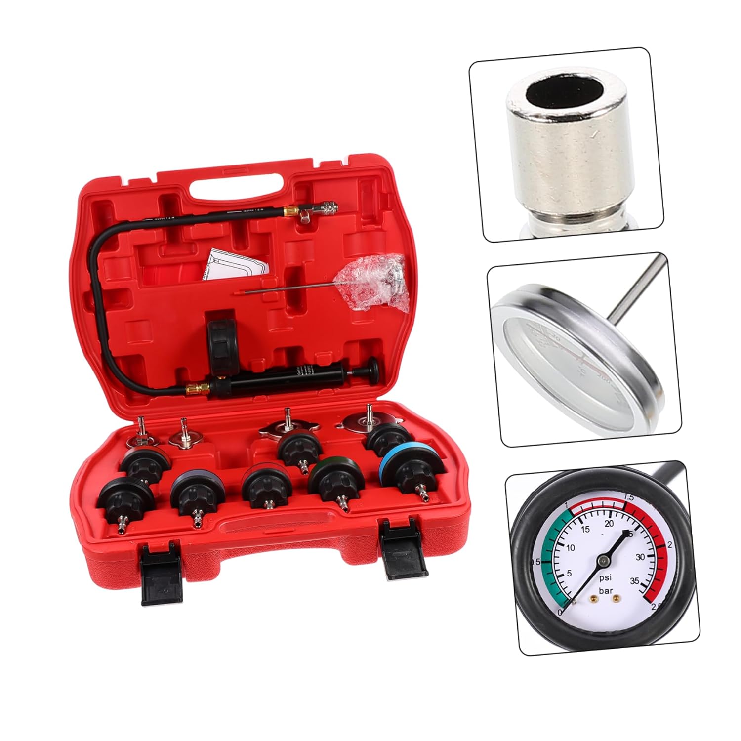 1Set Automobile Cooling System Tester Water Tank Detector Kit for Pressure Leakage Testing Fit for Models Head Resistant Connector