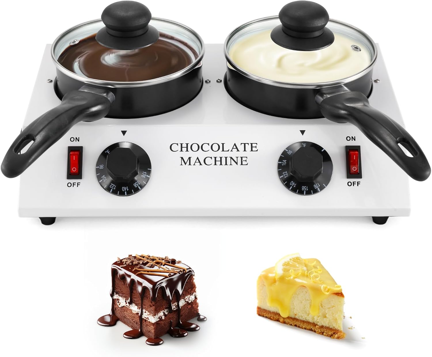 Máquina Fundidora de Chocolate Eléctrica Doble 1L Antiadherente Cerámica 80W