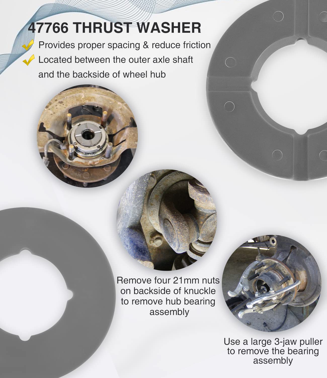 Thrust Washer Snap Ring Kit 50 60 Super Duty Compatible with F250 F350 Excursion 98-04,41784-2 47766,Thrust Washers Kits
