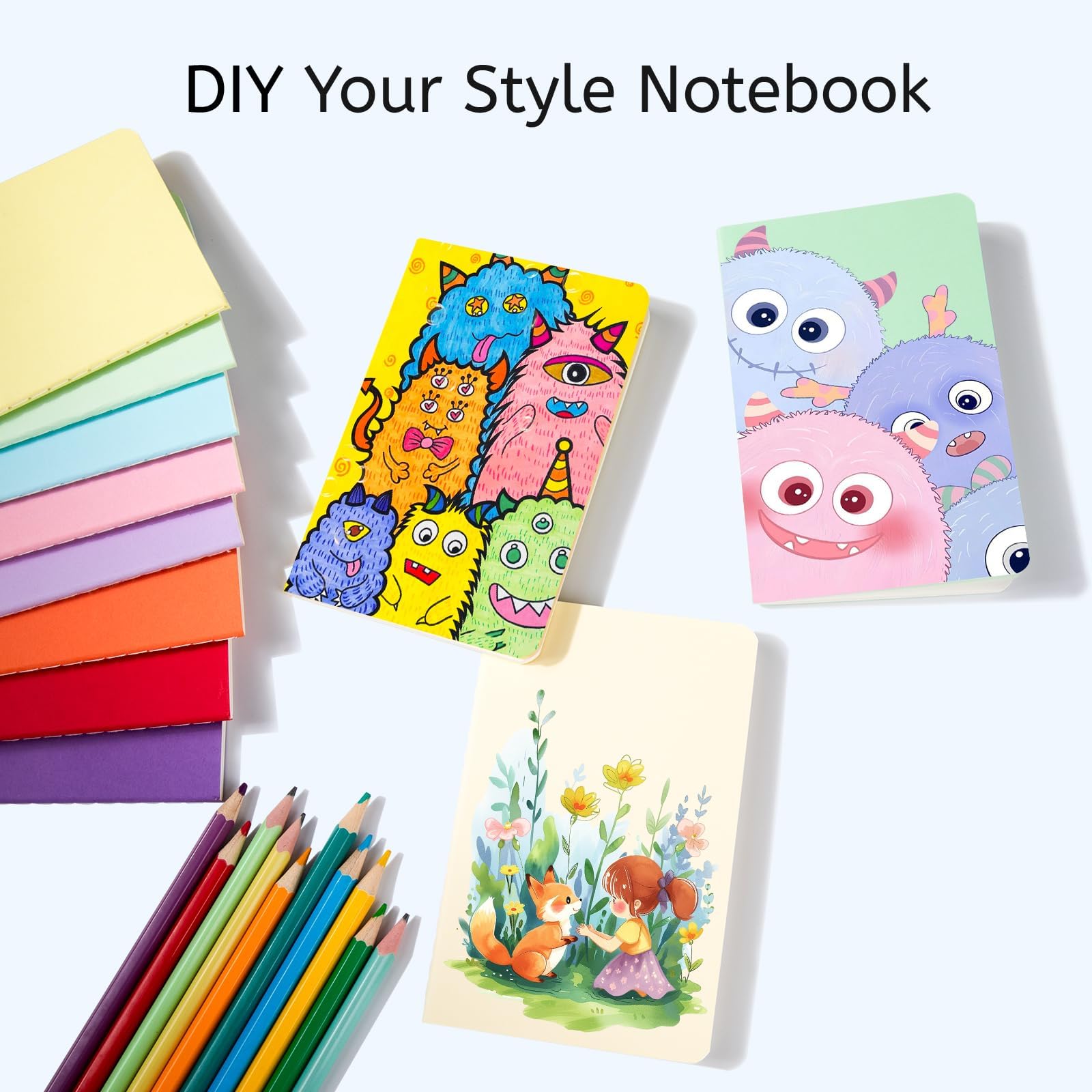 Oucaru Kleines Taschennotizbuch, liniert, 8,9 x 14,9 cm, kleine Tagebücher, Notizblock für Kinder, Studenten, Büro, Schulbedarf, 8 Pastellfarben, 30 Blatt/60 Seiten, 80 Stück