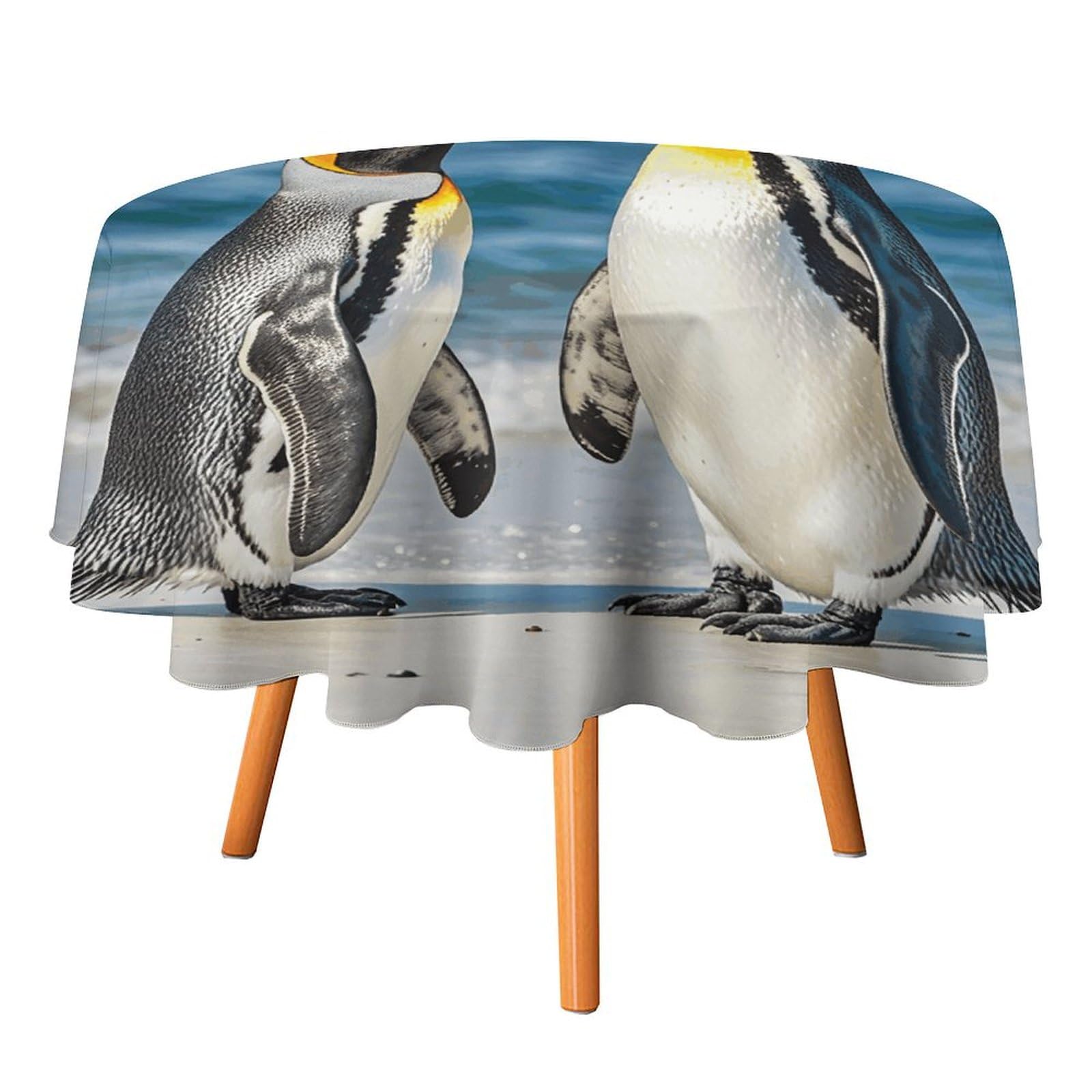 Nappe de Noël lavable avec pingouins pour repas de fêtes et pique-nique