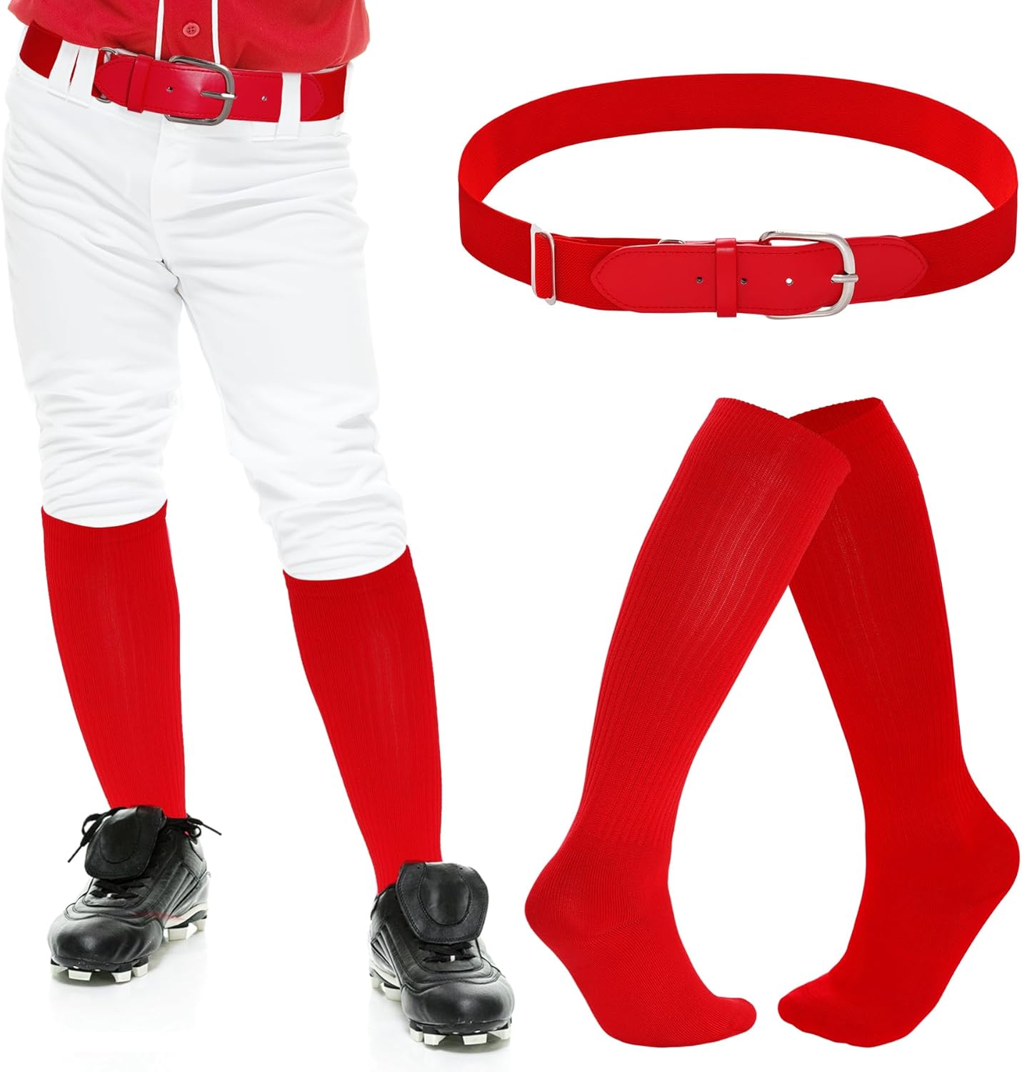 Dxhycc Youth Baseball Socks and Belt Combo Set Softball Baseball Socks and Elastic Waist Belt for Youth Boys Girls - Image 4