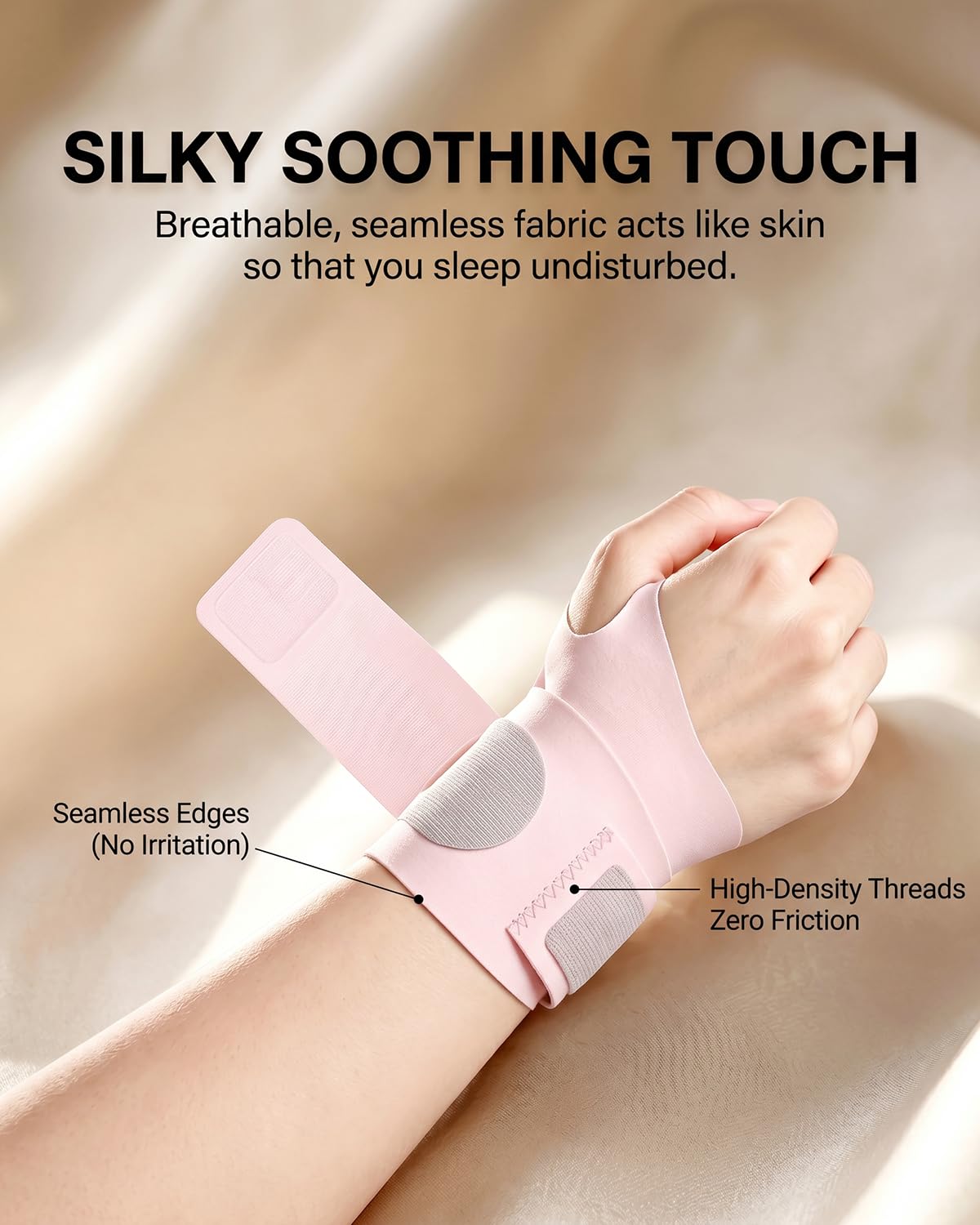 Women's Pink Wrist Brace for Sleeping & Carpal Tunnel Relief - Soft Splint-Free Compression Hand Wrap for Night Support
