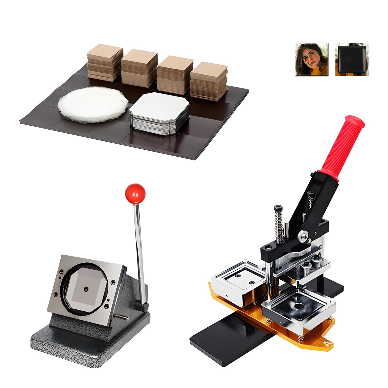 Custom Badge Maker Kit With Supplies DIY 2x2 Inch Square Photo Magnet ...